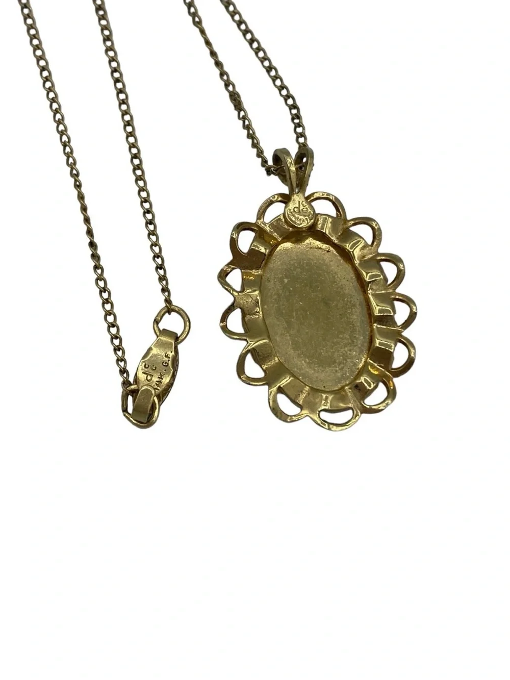 Mid Century Vintage DCE Curtis 14k GF Necklace & Pendant With Onyx Cabochon